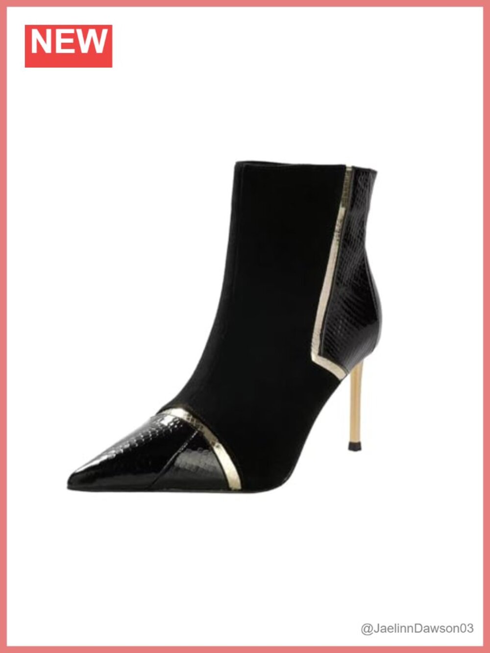 Handmade Genuine Leather Stiletto Heel Pointed Toe Ankle Boots Side Zip